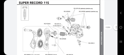 Campagnolo Super Record jockey wheel mounting bolts RD-SR130