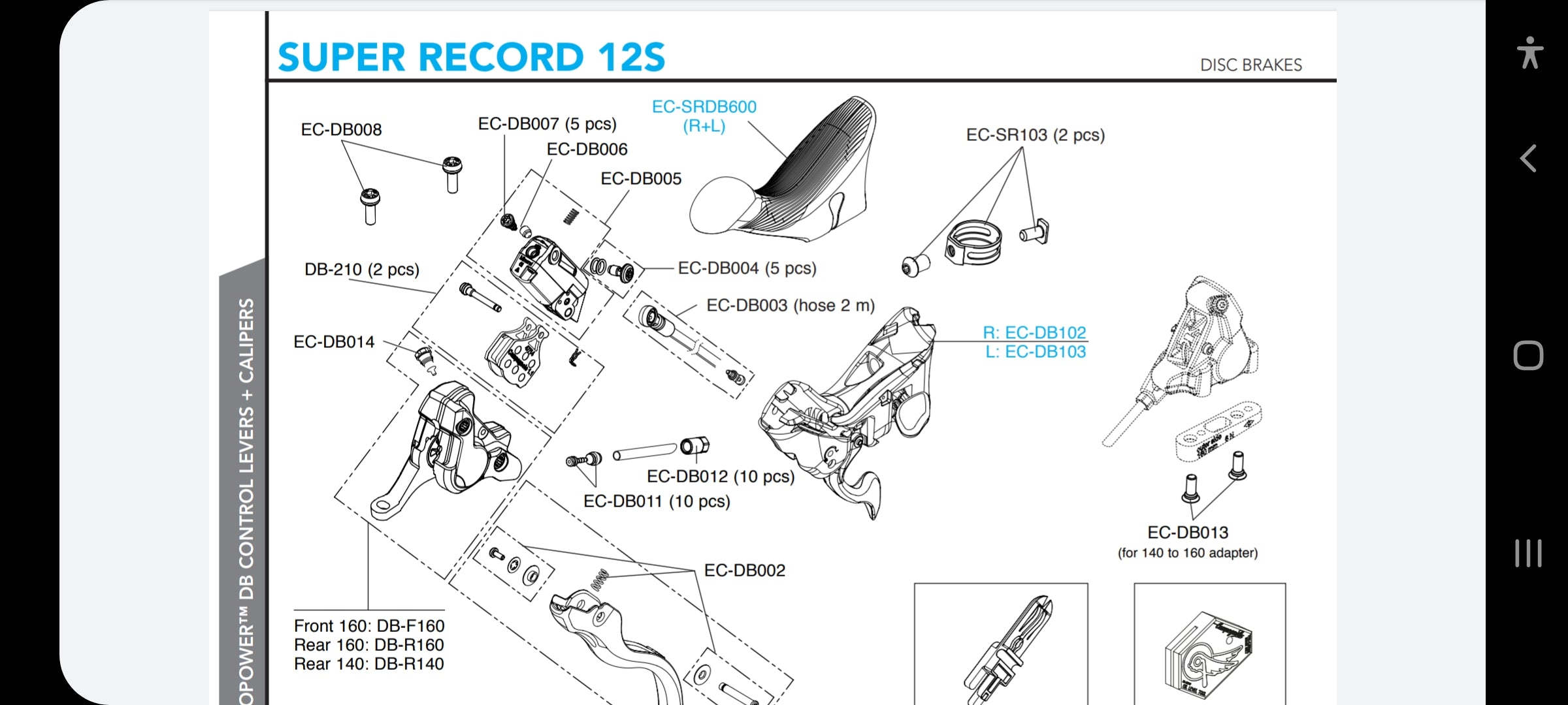 Campagnolo disc brake lever kit EC-DB002